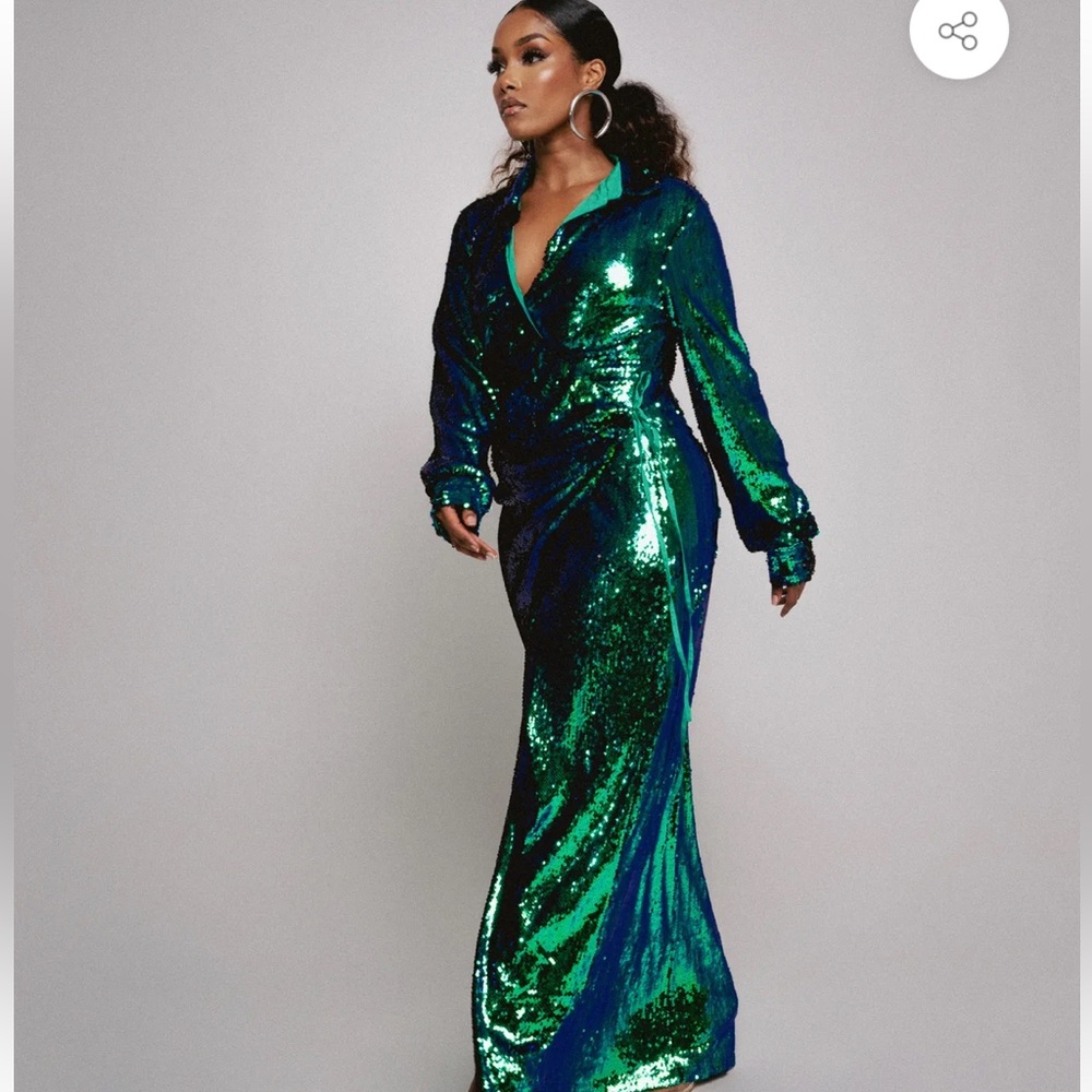 Sequin Maxi Wrap Dress
